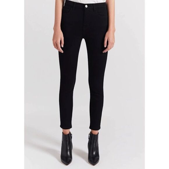 Current/Elliott Super High-Rise Stiletto Raw Hem Black Jeans - Picture 1 of 8